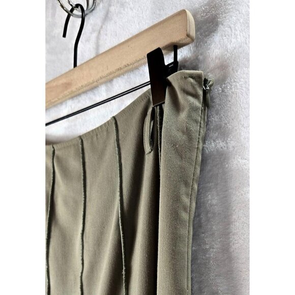 Fluted Vintage Midi Skirt Khaki Sz 10 by Maakif Classic Career Wear Office Twirl - Picture 10 of 15